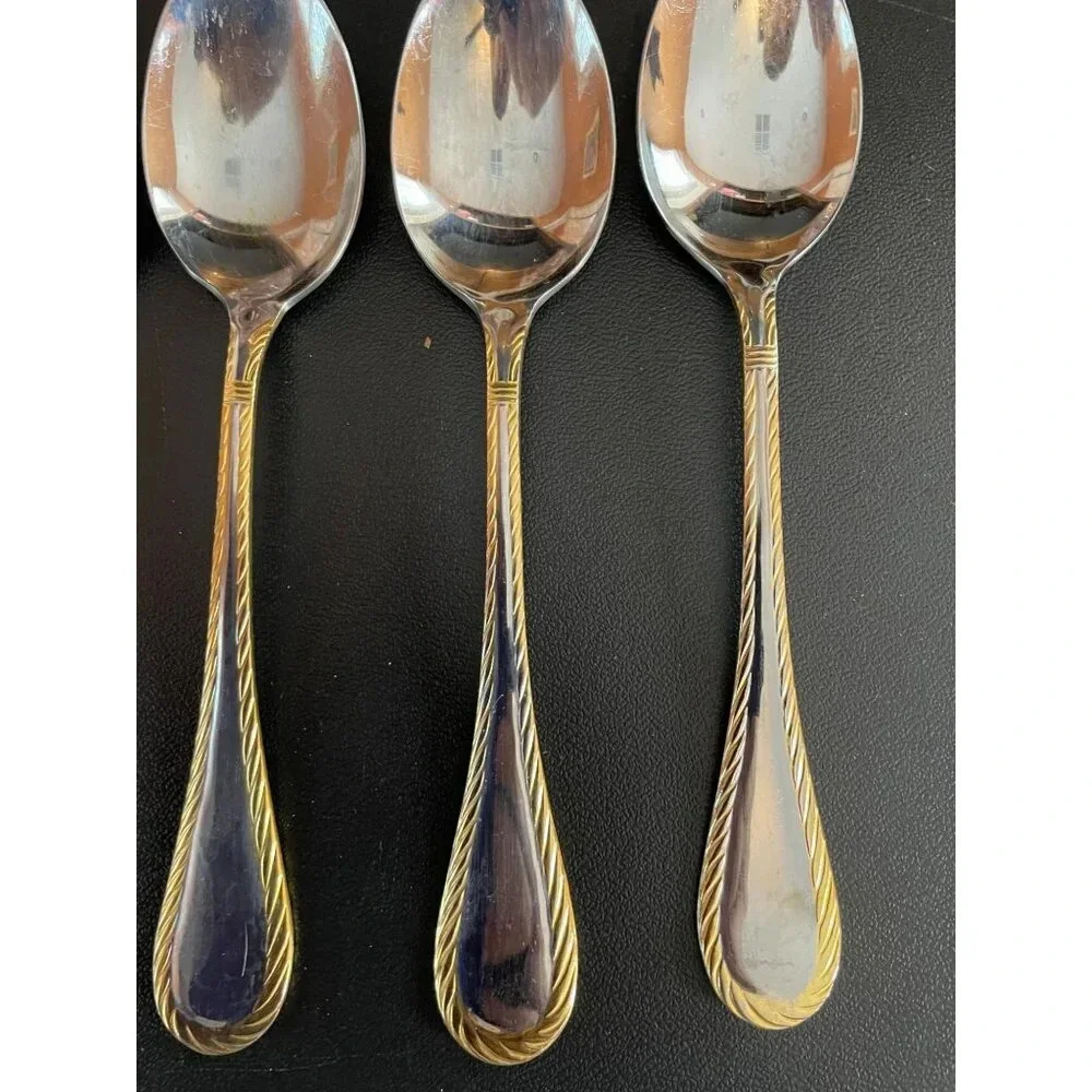 Cambridge‎ Carlyle Gold Accents Rope Stainless Steel Tablespoons Set Of 5